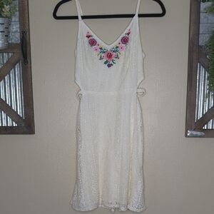 Hollister Embroidered Lace Sleeveless Midi Sundress with Spaghetti Straps